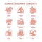 Conduct disorder red concept icons set