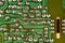 Conductive tracks on an electronic circuit board from modern device.