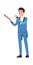 Conductor of symphony orchestra. Classic male musician character in blue dress with conductor stick, musical performance