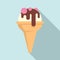 Cone beach ice cream icon, flat style