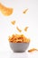 Cone corn chips on white background
