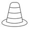 Cone divider on the road thin line icon. Traffic cone outline style pictogram on white background. Emergencies road