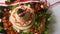 Cone Shaped Rice with Indonesian National Ribbon called Nasi Tumpeng Merah Putih For Independence Day Celebration at 17 August