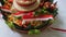 Cone Shaped Rice with Indonesian National Ribbon called Nasi Tumpeng Merah Putih For Independence Day Celebration at 17 August