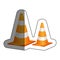 cones caution sign icon