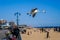 Coney Island Beach and the famous Coney Island Boardwalk outside the New York Aquarium in Brooklyn