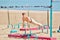 Coney island new york gymnastic training beach