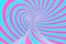 Confection festive pink and blue spiral tunnel. Striped twisted lollipop optical illusion. Abstract background. 3D render.