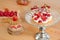 Confectionery with cream and berries. Baking baskets with fresh berries