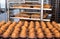 Confectionery production for the manufacture of baked muffins and pies, background, bakery products