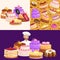 Confectionery shop Sale. Set of sweets, cakes. desserts. vector illustration