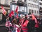 Confederation generale du travail workes with red banner placard