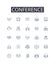 Conference line icons collection. Meeting, Assembly, Symposium, Convention, Rallying, Gathering, Summit vector and