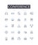 Conference line icons collection. Meeting, Assembly, Symposium, Convention, Rallying, Gathering, Summit vector and