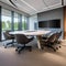 A conference room utilizing cutting-edge, interactive surfaces for collaborative tech advancements1