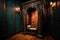 confessional booth with ornate wooden carving