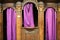 Confessional with purple curtains