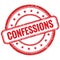 CONFESSIONS text on red grungy round rubber stamp