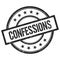 CONFESSIONS text written on black vintage round stamp