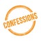 CONFESSIONS text written on orange grungy round stamp