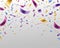 Confetti. Falling multicolored foil and paper ribbons, isolated vector template for festive christmas background and