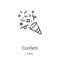 confetti icon vector from party collection. Thin line confetti outline icon vector illustration. Linear symbol for use on web and