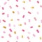 Confetti seamless pattern. Festive background with pink and gold little pieces. Girly.