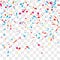 Confetti vector background over transparent grid for holidays, party, events, vector illustartion