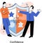 Confidence concept. People standing together and trusting one another vector illustration