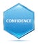 Confidence crystal blue hexagon button