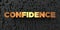 Confidence - Gold text on black background - 3D rendered royalty free stock picture