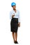 Confident African American woman architect full length portrait