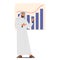 Confident Arab Muslim Businessman Character Showcasing Graph, Illustrating Growth And Success, Conveying Professionalism