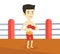 Confident boxer in the ring vector illustration.