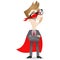 Confident businessman as superhero winking