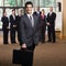 Confident businessman holding briefcase