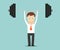 Confident businessman lifting a heavy barbell