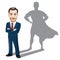 Confident Businessman Standing with His Arms Folded with Superhero Shadow Concept