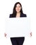 Confident businesswoman show with white board