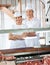 Confident Butchers Standing At Meat Counter