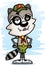 Confident Cartoon Female Raccoon Scout