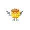 Confident chinese gold drum Cowboy cartoon character holding guns