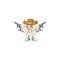 Confident chinese white flower Cowboy cartoon character holding guns