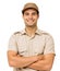 Confident Deliveryman Standing Arms Crossed