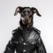 Confident Doberman Dog Dressed as Bodyguard AI Generated