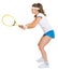 Confident female tennis player in stance