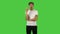 Confident guy is thinking about something, and then an idea coming to him. Green screen