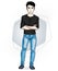 Confident handsome brunet young man standing. Vector illustration of male wearing casual clothes, jeans pants and T-shirt.