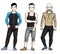 Confident handsome men group standing in stylish sportswear. Vector people illustrations set.