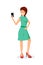 Confident lady taking photo vector illustration